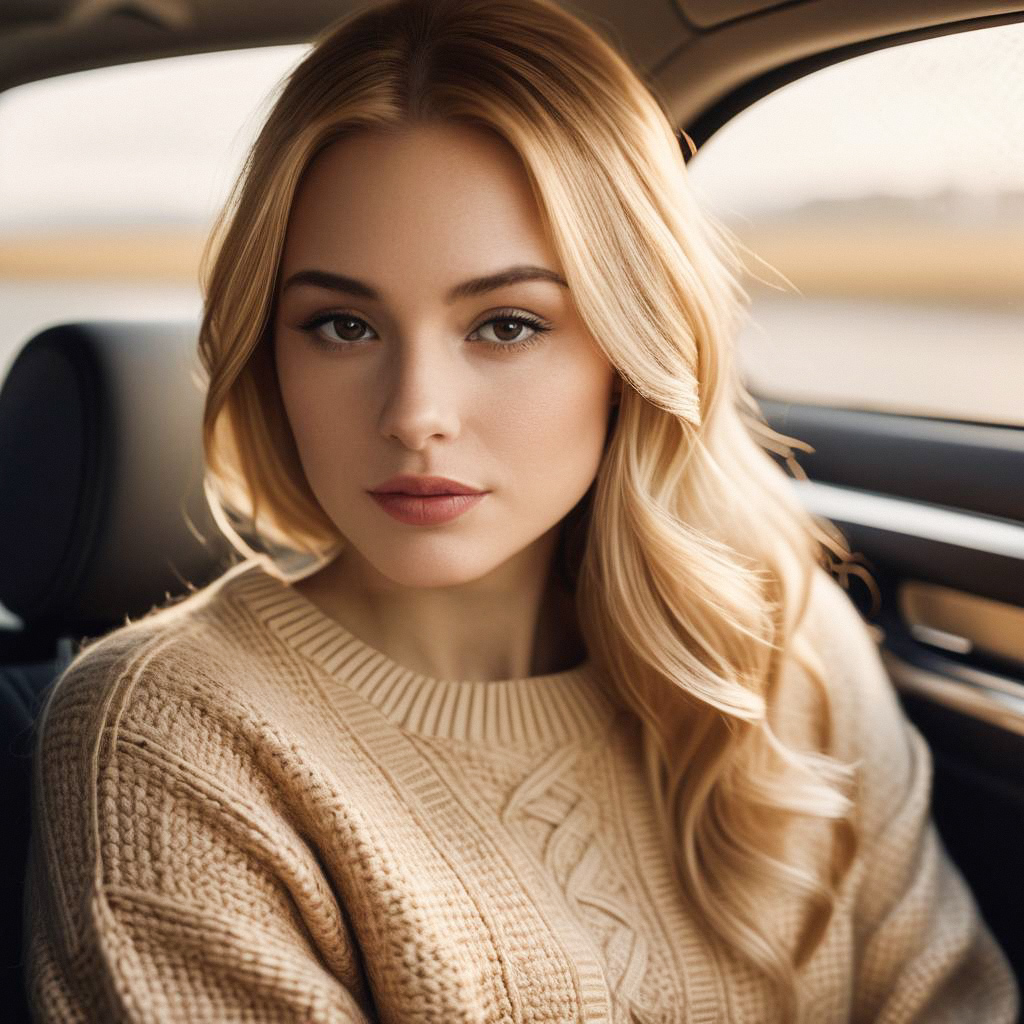 Blonde Woman in Car - Warm Portrait