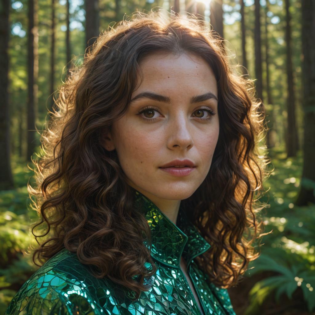 Closeup Portrait of a Woman with Artistic Background