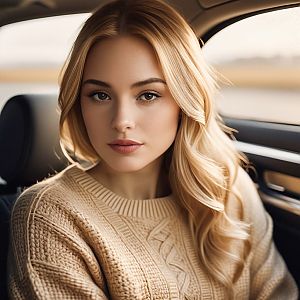 Blonde Woman in Car - Warm Portrait