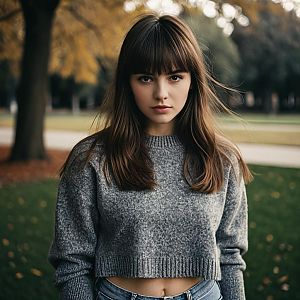 Young Woman in Autumn Park