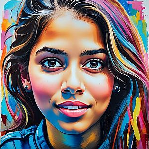 Vibrant Digital Portrait of a Young Woman