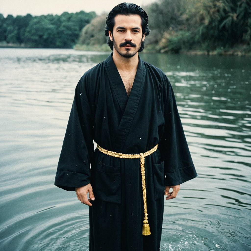 Man in Traditional Robe by Water