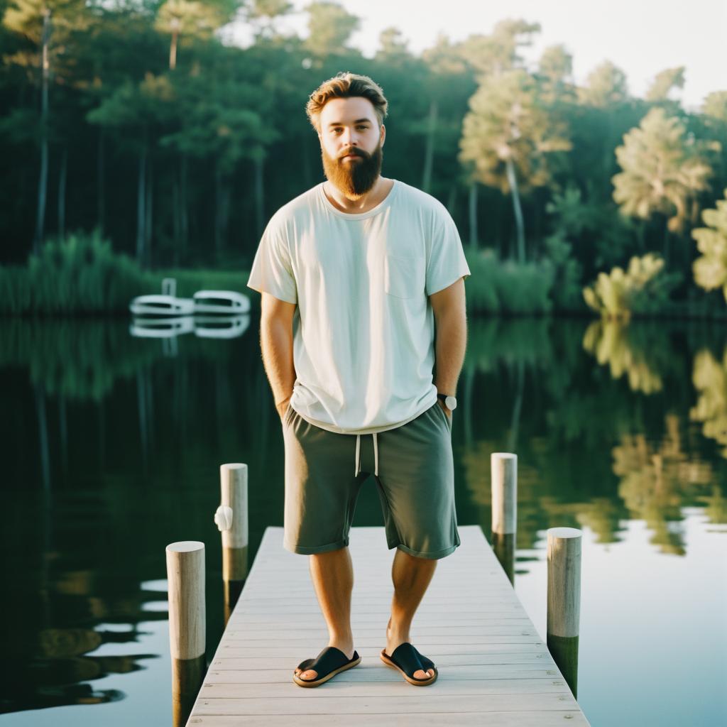 Man on Dock by Serene Lake