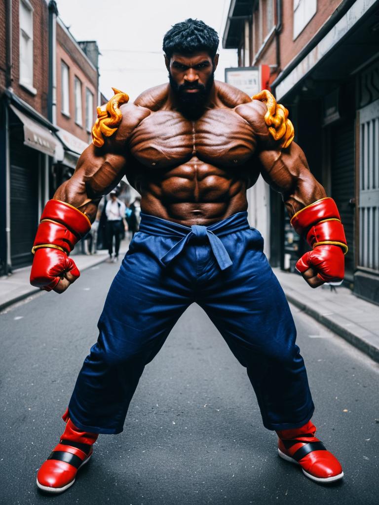 Realistic Balrog Cosplay by Muscular Man Street Fighter Costume