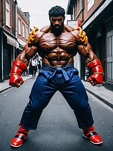 Realistic Balrog Cosplay by Muscular Man Street Fighter Costume