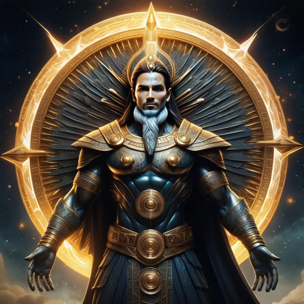 Epic Fantasy Warrior with Golden Halo in Detailed Armor