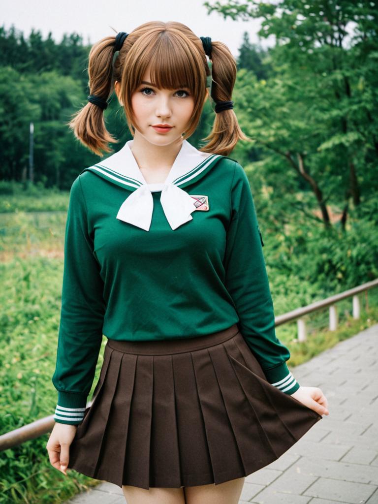 Aki Girls Und Panzer Cosplay Woman in Sailor School Uniform Outdoors