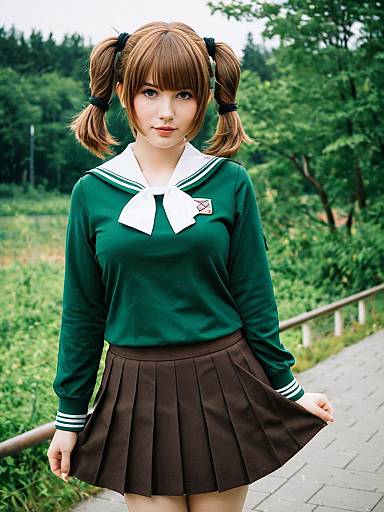 Aki Girls Und Panzer Cosplay Woman in Sailor School Uniform Outdoors