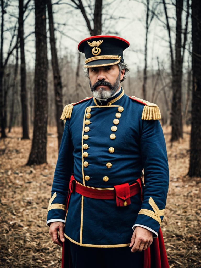 Civil War-era Soldier in Autumn Forest