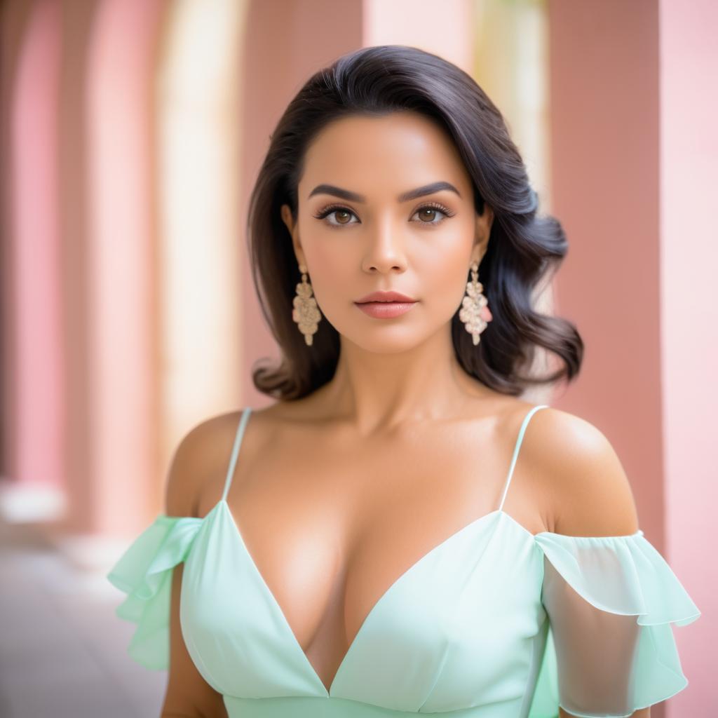 Elegant Woman in Mint Green Dress