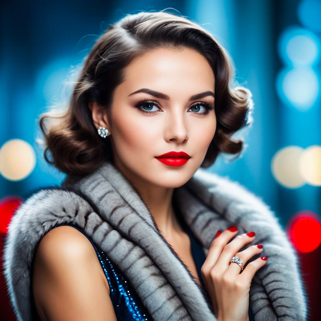 Glamorous Woman in Fur Stole and Jewelry