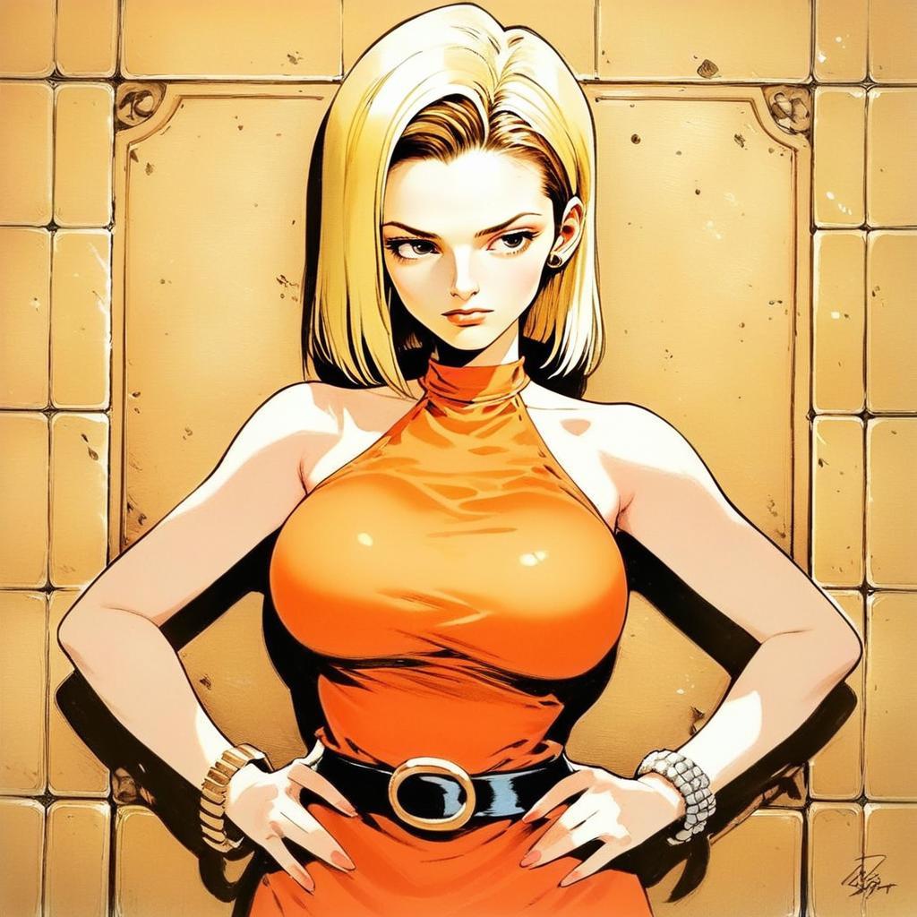 Confident Woman in Orange Dress