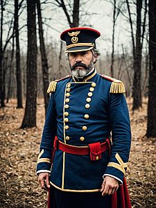 Civil War-era Soldier in Autumn Forest