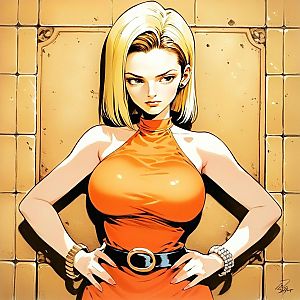 Confident Woman in Orange Dress