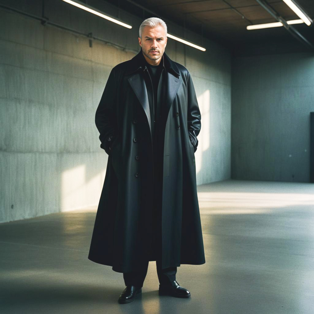 Confident Man in Black Coat