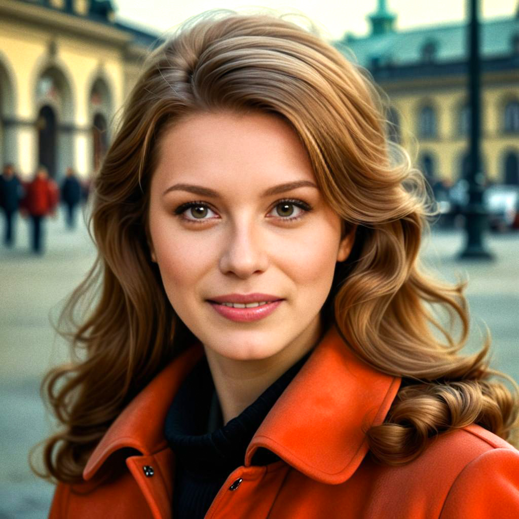 Young Woman in Orange Coat