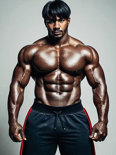 Muscular Man with Chiseled Physique in Sport Shorts