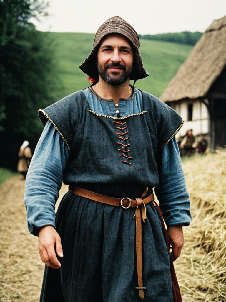 Medieval Peasant Costume Man in Traditional Rural Attire