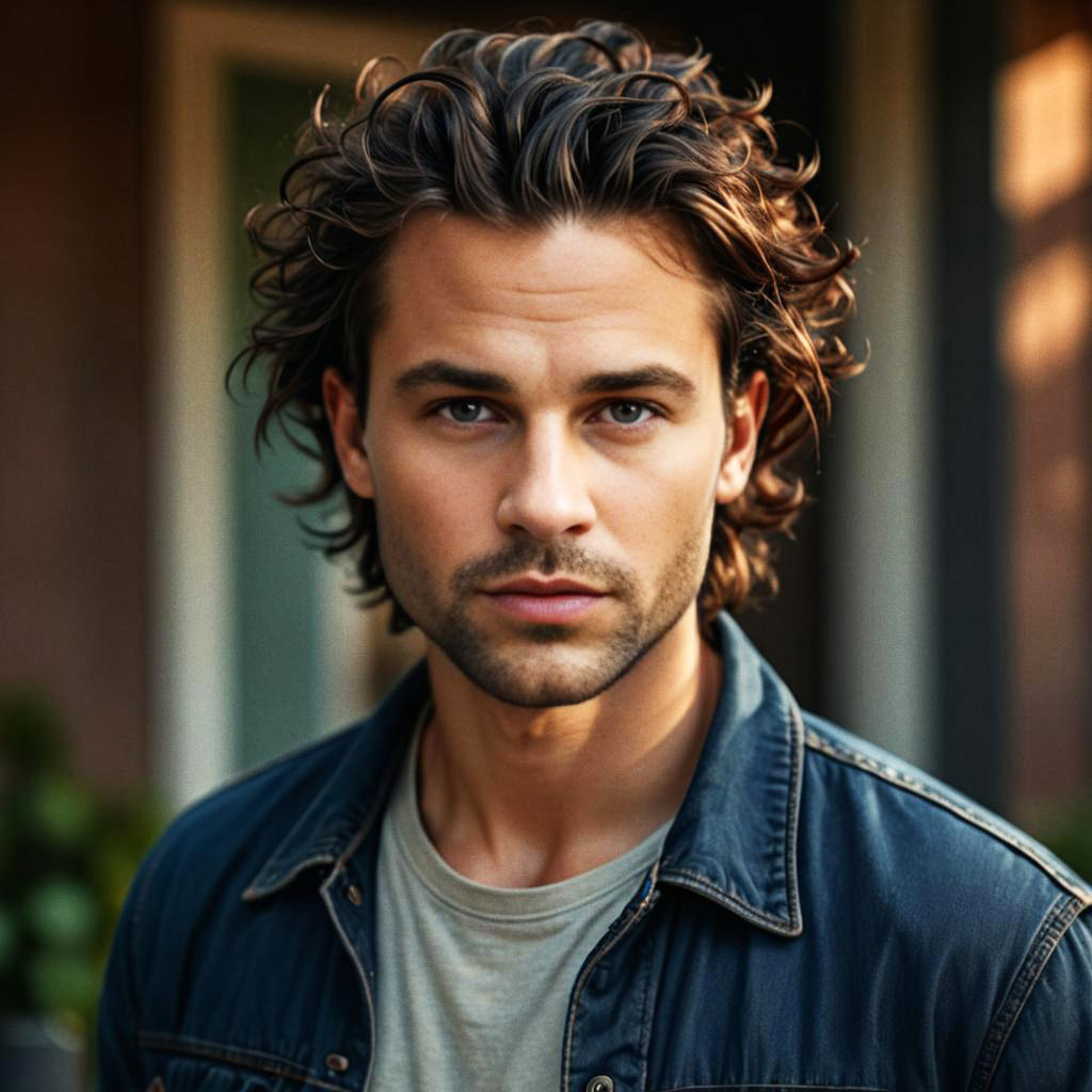 Confident Young Man in Denim Jacket