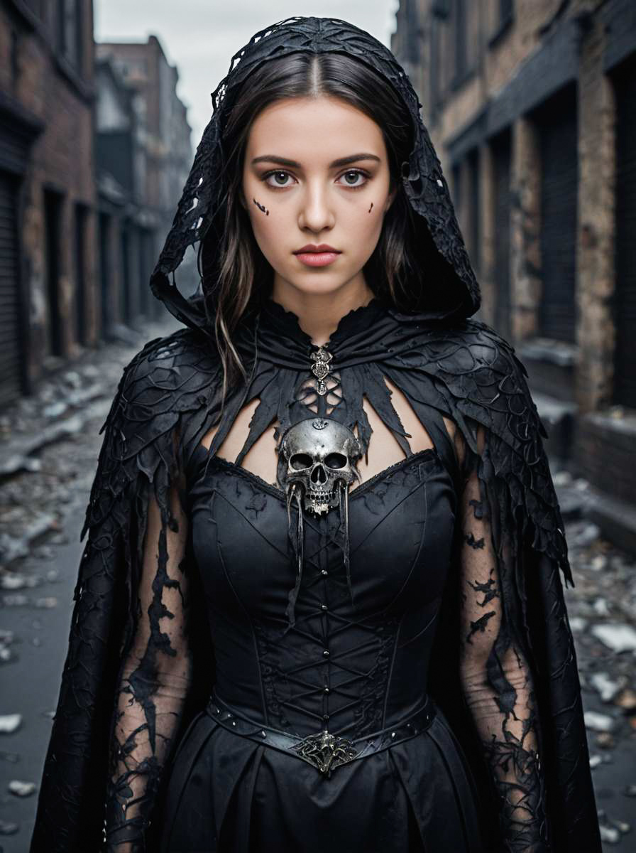 Gothic Woman in Urban Alley