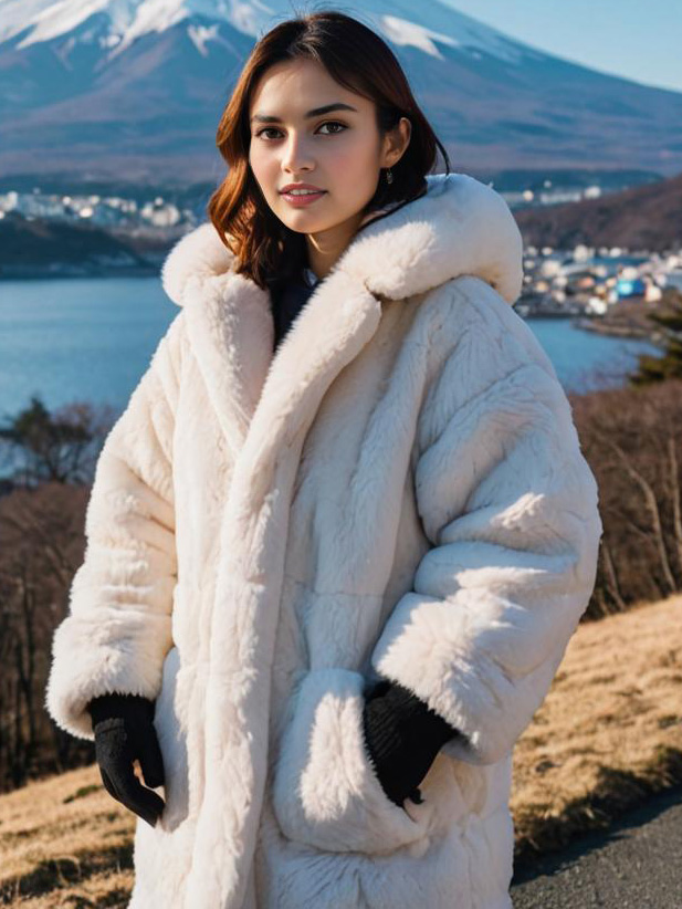 Stylish Woman in Elegant Fur-Lined Coat