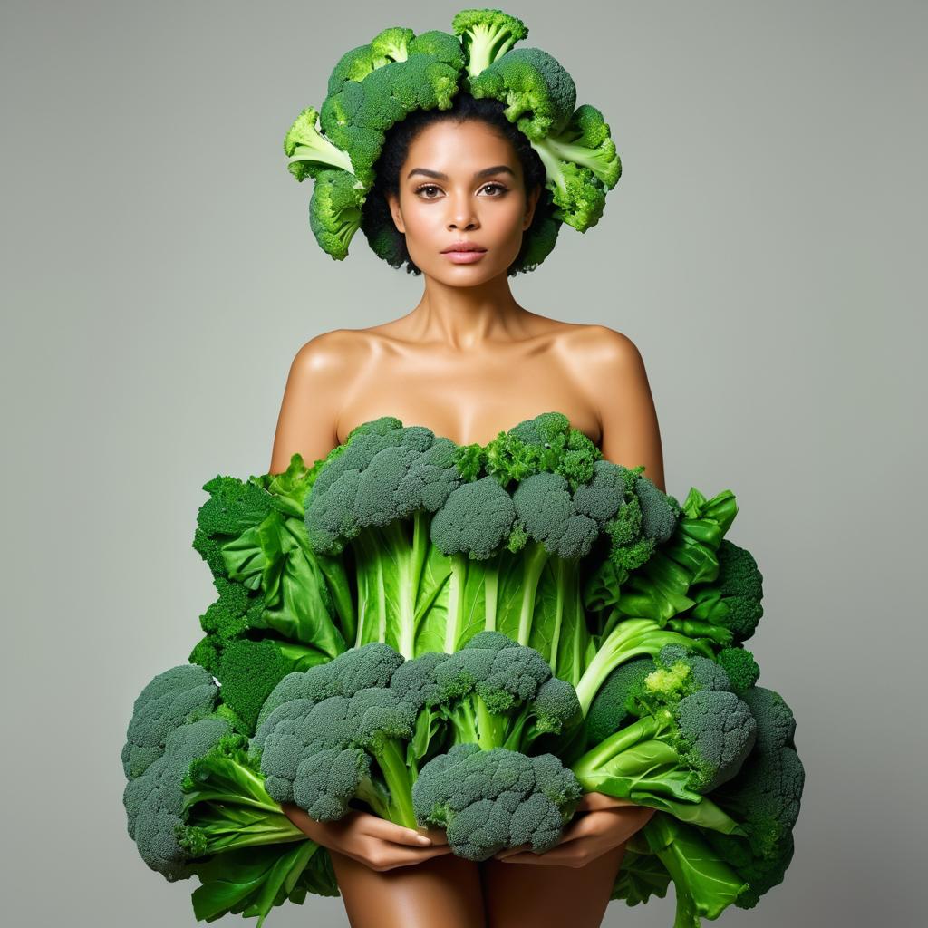 Woman with Broccoli Headdress - Nature & Health Art