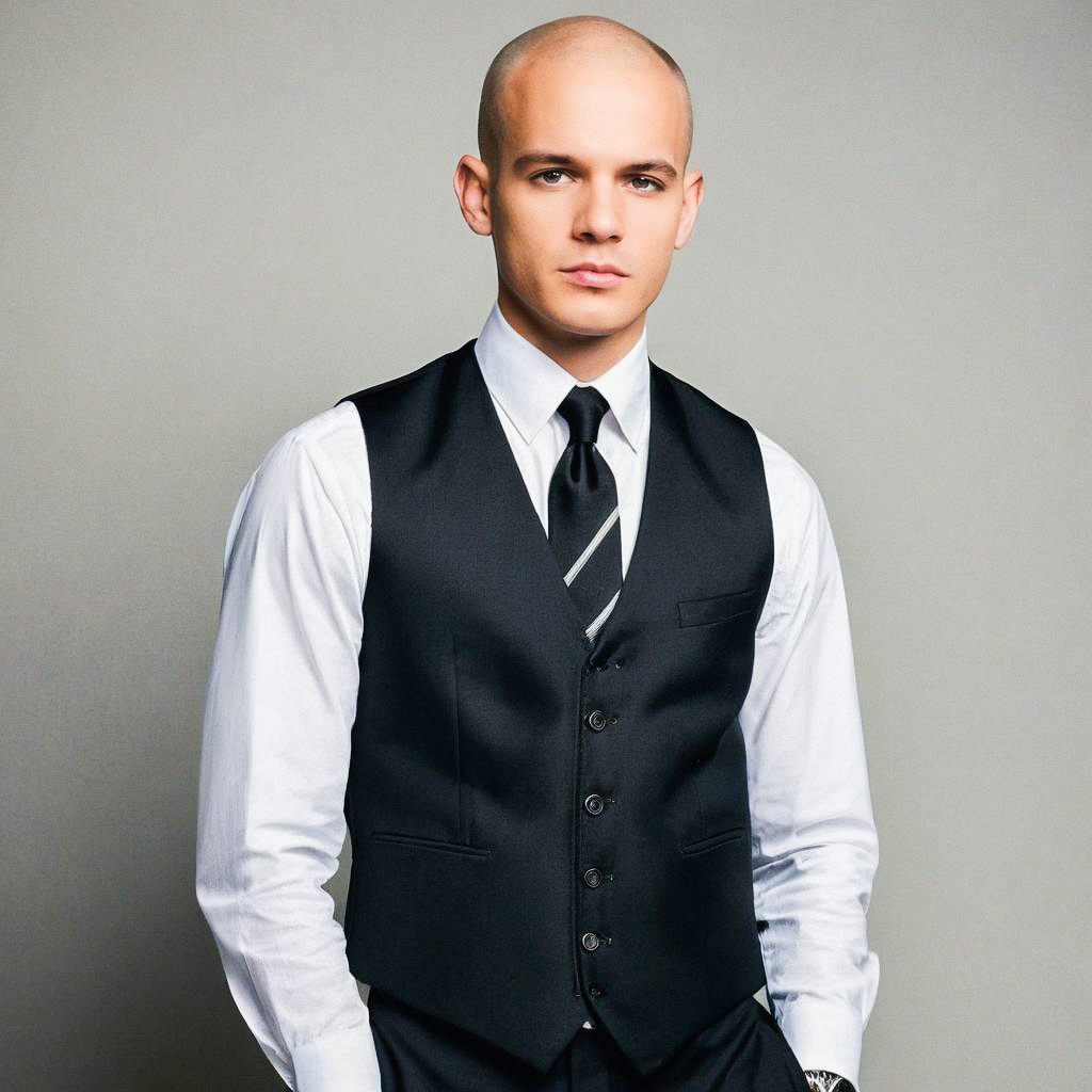 Confident Bald Man in Formal Attire Confident Bald Man in Formal Attire