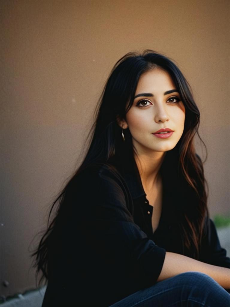 Elegant Woman Portrait with Flowing Hair