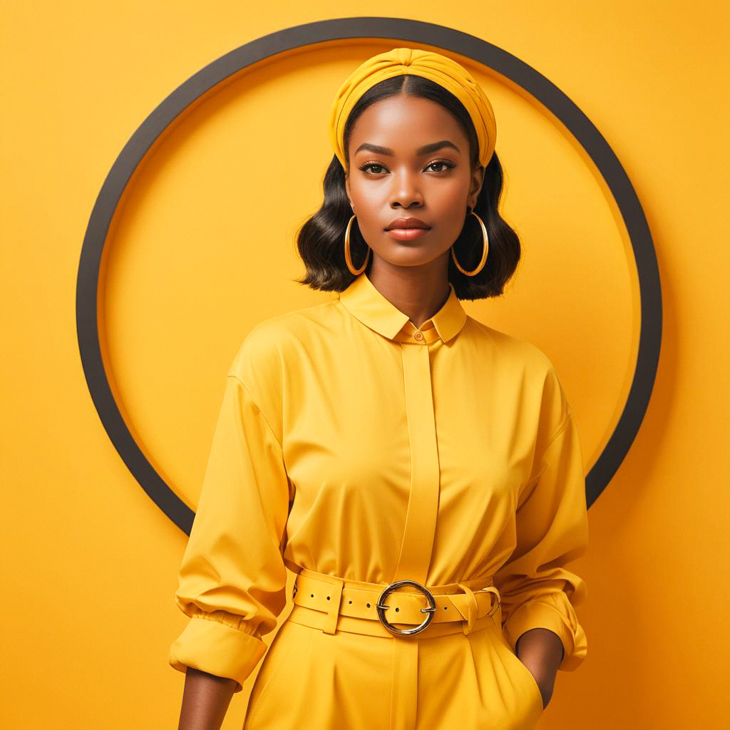 Confident Woman in Yellow Outfit