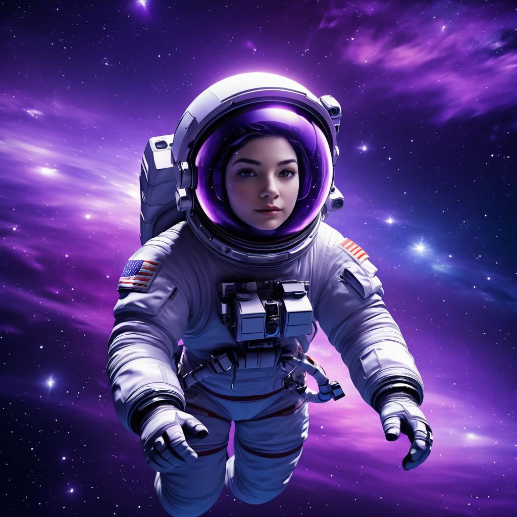 Woman Astronaut in Cosmic Space