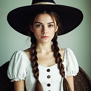 Young Woman in Traditional Witch Costume