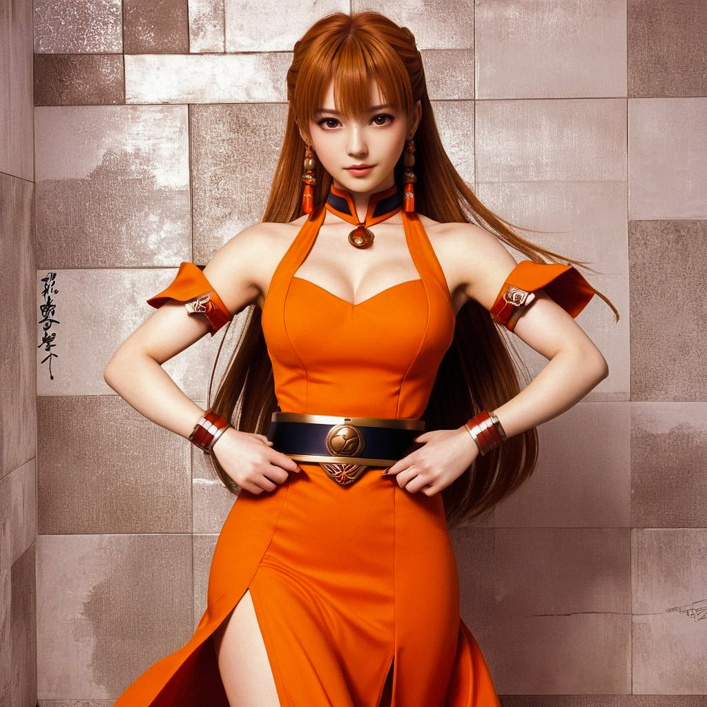 Confident Woman in Orange Dress Confident Woman in Orange Dress