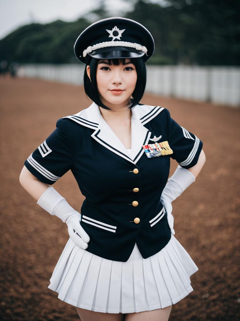 Akitsu Maru Kai Kancolle Woman in Realistic Naval Cosplay Uniform