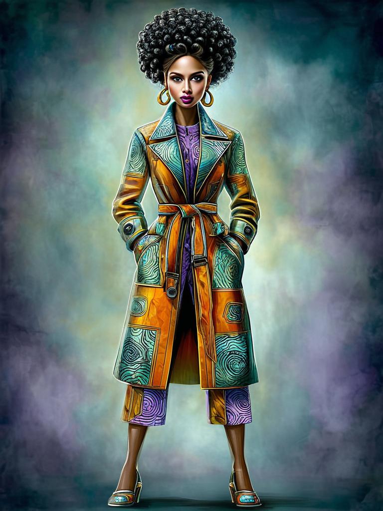 Confident Woman in Vibrant Trench Coat Confident Woman in Vibrant Trench Coat
