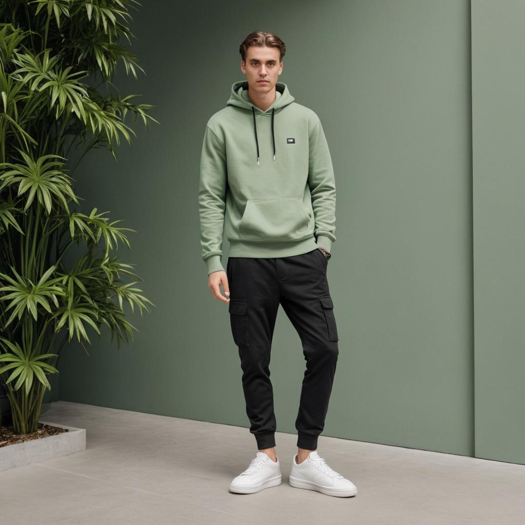 Casual Portrait of a Man in Green Hoodie