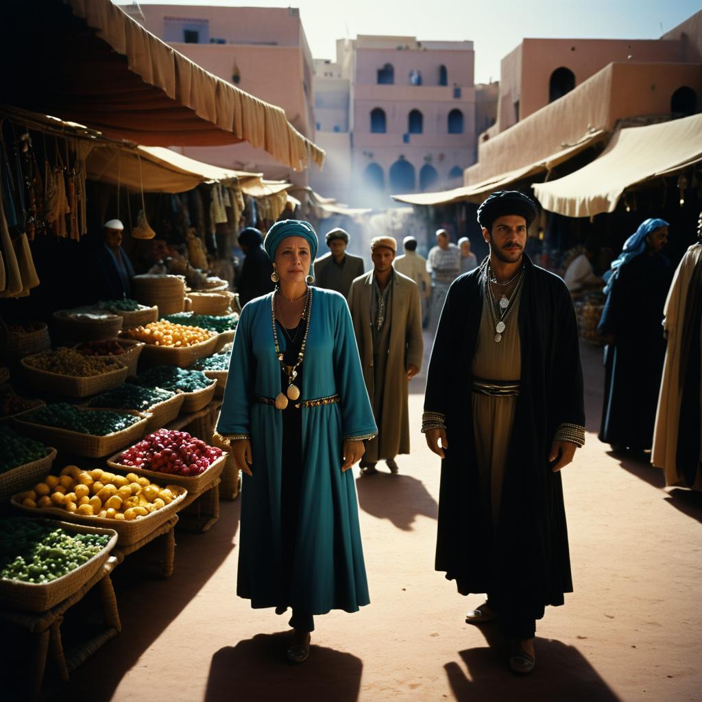 Vibrant Marketplace in Traditional Attire