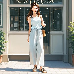 Confident Young Woman at Stylish Café