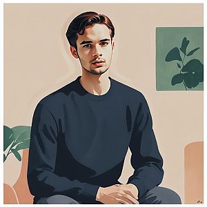 Digital Portrait of Young Man in Sweater