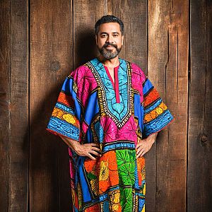 Confident Man in Vibrant Traditional Outfit