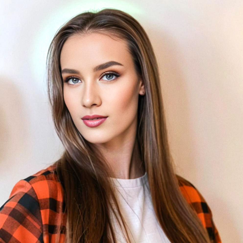 Portrait of a Confident Young Woman in a Checked Shirt