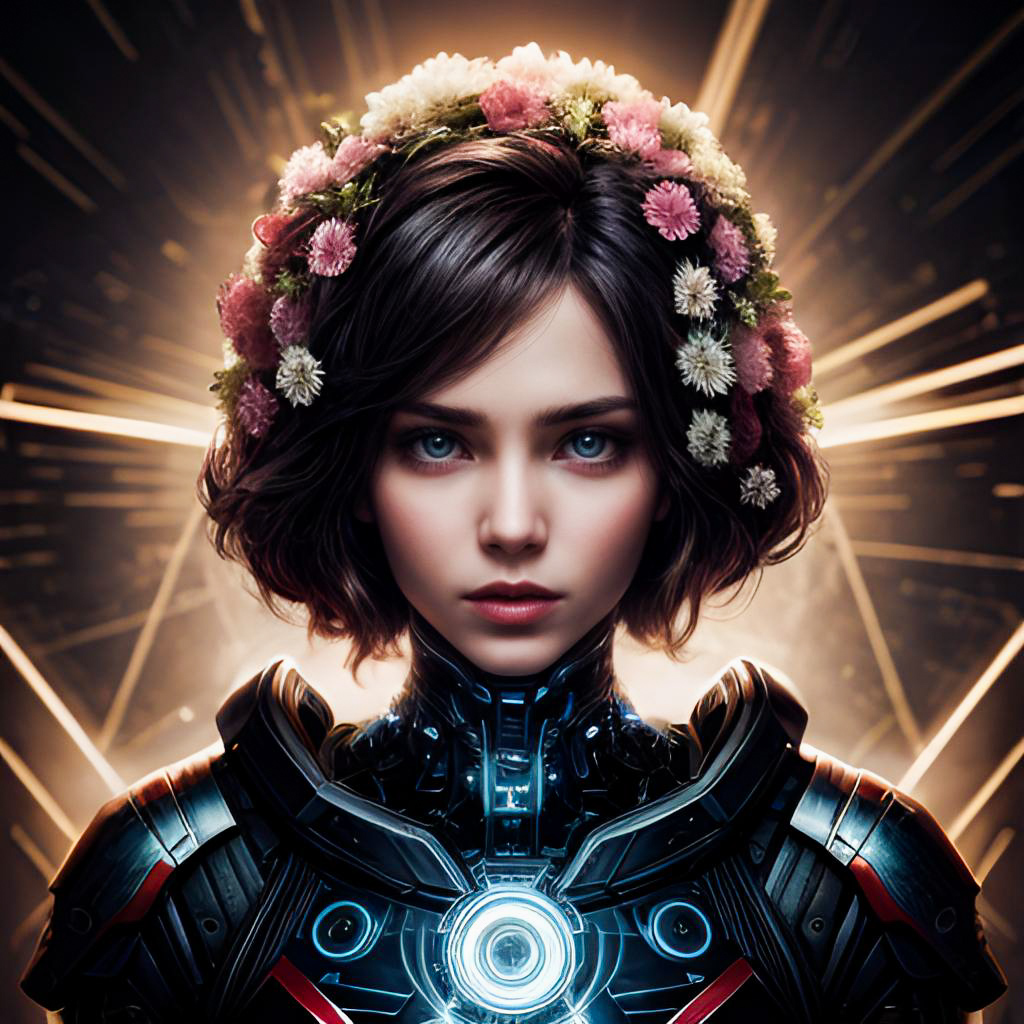 Futuristic Woman with Floral Crown Futuristic Woman with Floral Crown