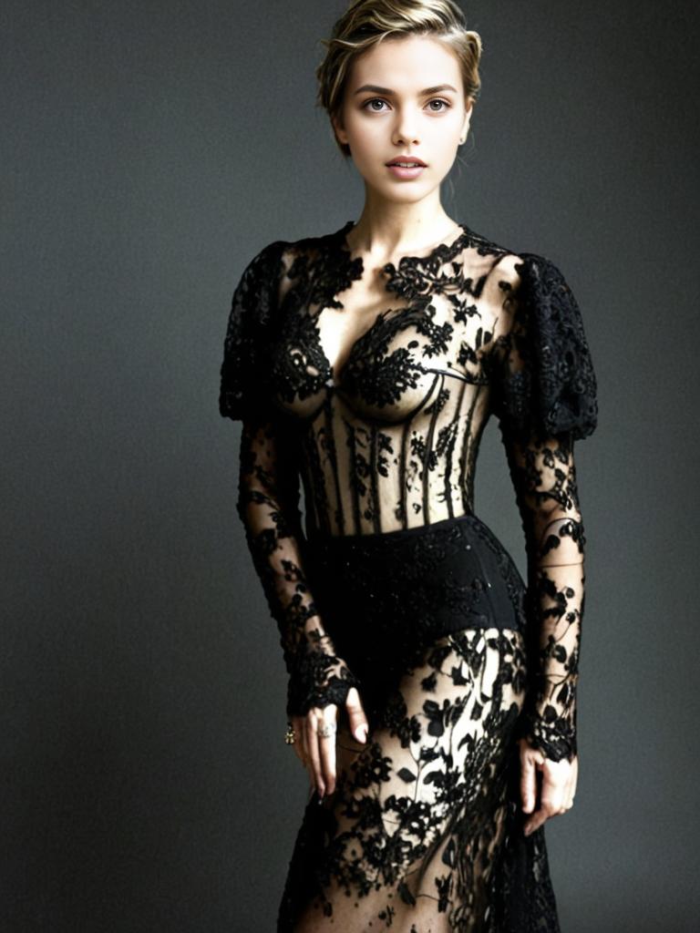 Elegant Black Lace Dress Inspired by Scarlett Johansson