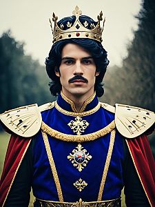 Man in Royal Fantasy Prince Costume in Blue Velvet Cosplay