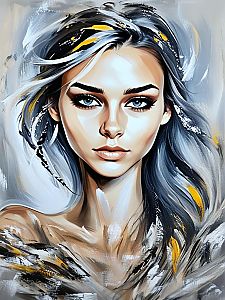 Vibrant Portrait of a Woman with Blue Eyes