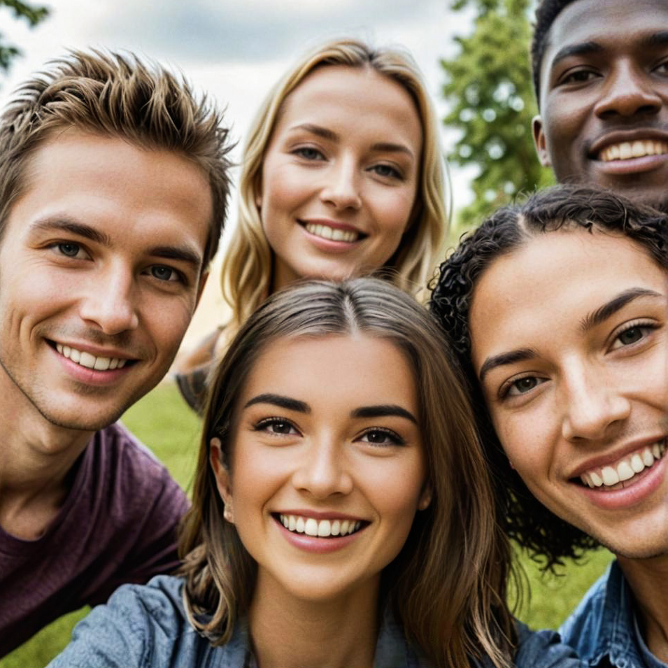 Diverse Group of Friends in Nature