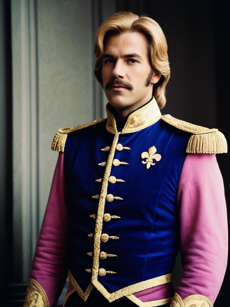 Man in Prince Adam Costume Waist Up Editorial Portrait Photorealistic