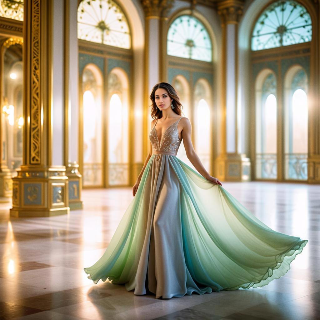 Elegant Woman in Ombre Gown