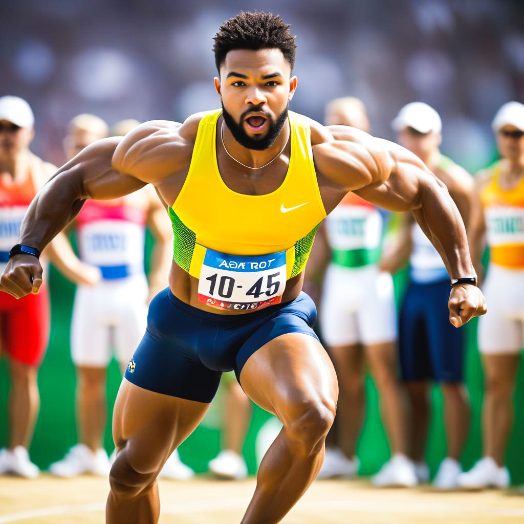 Determined Male Athlete Sprinting in Vibrant Uniform