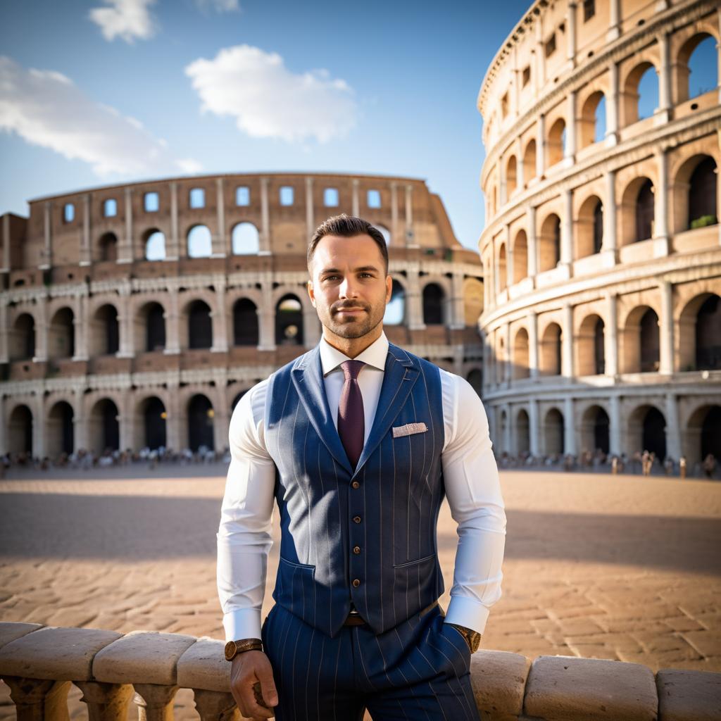 Man in Suit at Colosseum, Rome