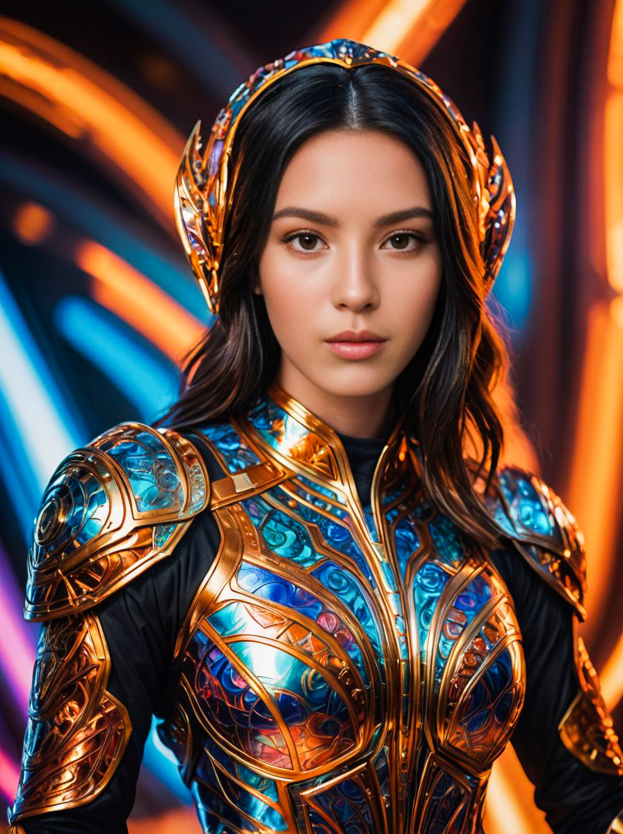 Futuristic Woman in Metallic Costume